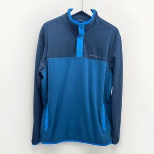 Eddie Bauer Mens Xl Blue Radiator Fleece 1/4 Snap Front Pullover Jacket
